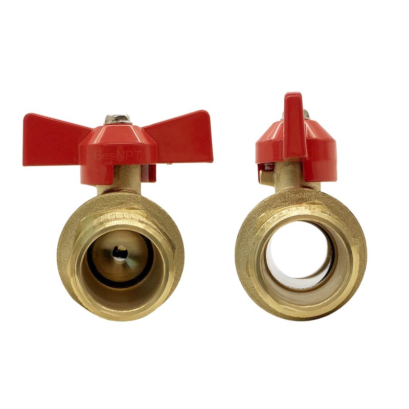 BesNPT Garden Hose Shut Off Valve Full Flow,Brass 3/4” GHT