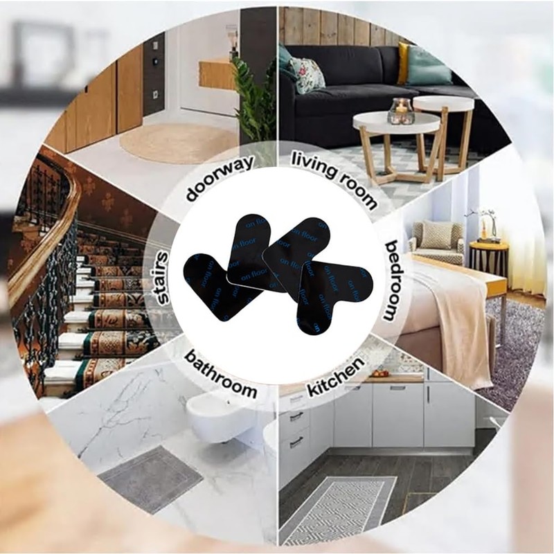 HATOOLHA 8pcs Non Slip Rug Sticker Pads, Washable Corner Side