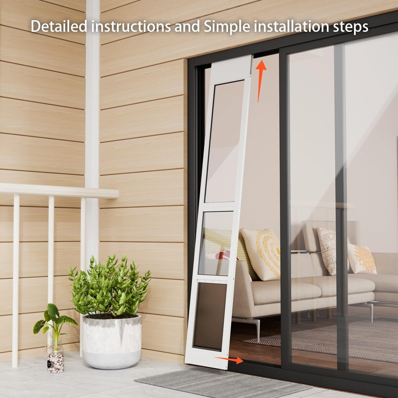 Doggy Door for Sliding Glass Doors, Adjustable Height 75 3/5"