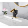 One Hole Bathroom Faucets LED Waterfall Spout Black and Gold