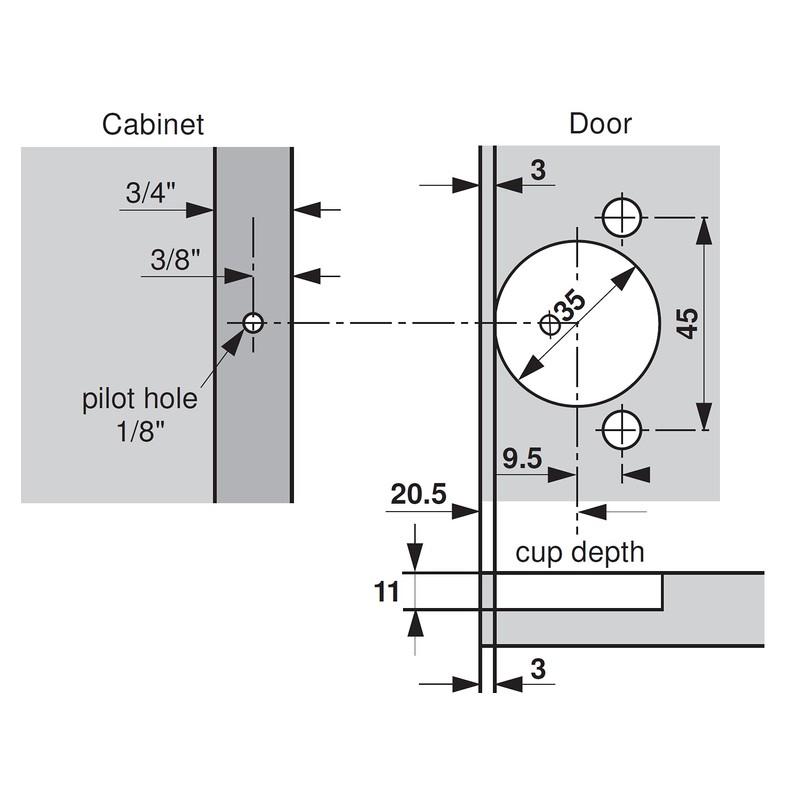 Blum Hinge for Framed cabinets (Face Frame) with 3/8 Overlay