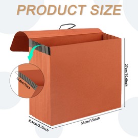 6 Packs Expanding File Pockets with Flap,Heavy Duty Expandable Folder Bag,Accordion File Folder,Elastic Cord Closure,Kraft Accordion File Organizer for Office,School,Home,Letter Size