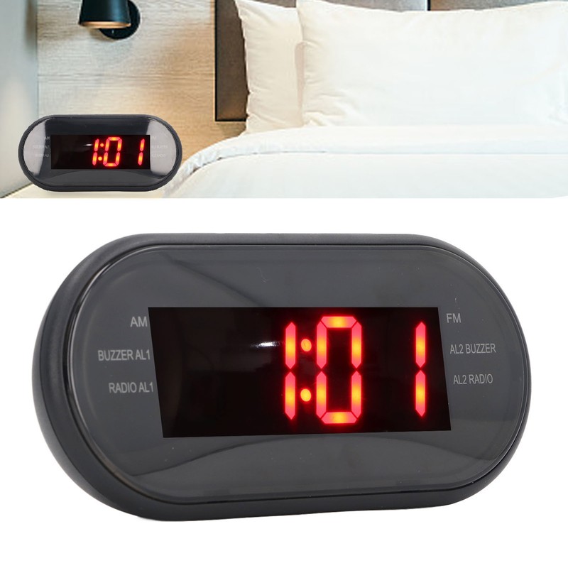 Digital Alarm Clock Bedroom Large Display AM FM Radio LED