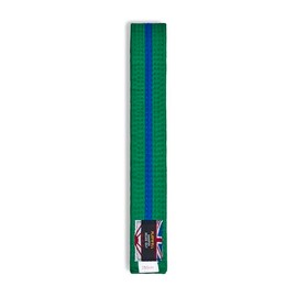 Martial Arts Cotton Striped Coloured Grading Belt - Green Belt With Blue Stripe (300cm)