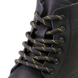 PTERYBIRD Black Yellow Heavy Duty Boot Laces,2 Pairs 3/16" Thick Strong Round Replacement Shoelaces for Work,& Hiking Boots,Durable Shoe Strings,44" (110cm)