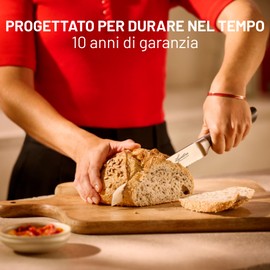 Lagostina Virtuoso, Coltello da Pane 20cm, Robusto e Resistente, Lama in Acciaio Inox, Manico Ergonomico Rivettato con Rinforzo, Elevata Affilatura, Taglio senza sforzo
