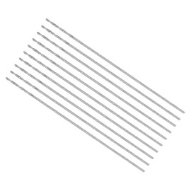 CoCud Micro Drill Bit, 0.01 inch (0.3 mm) Drill Diameter, 0.8 inch (20 mm), Total Length 25.6 inches (6542 mm) High Speed Steel, Fully Polished Twist Drill Bit for Copper, Metal, Wood, 10 Pieces