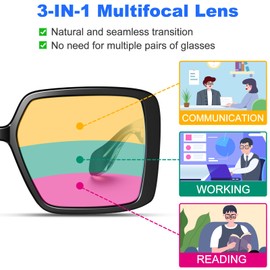 VISOONE Oversized Progressive Multifocal Anti-Fog Reading Glasses with Blue Light Blocking Fashion Readers Women Harvard