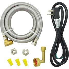 BlueStars Dishwasher Installation Kit, 6 Foot Supply Line, 3/8 Inch x 3/8 Inch Compression, 3-Prong Straight Power Cord