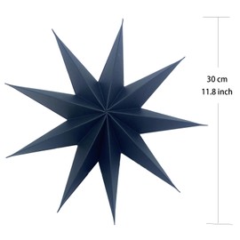 YUESUO 3 Pcs Paper Star 9 Pointed Star Lantern Hanging Christmas Day Decoration for Wedding Birthday Party Home Decor(Black+White+Gray)