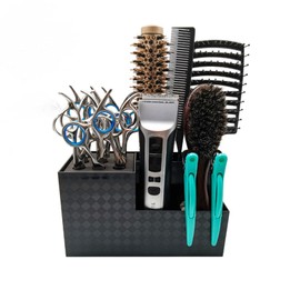 Scissor Cube Scissors Stand Acrylic Hairdresser Beauty Salon Pet Free Storage Pen Holder Salon Scissors Clip Organizer (Black)