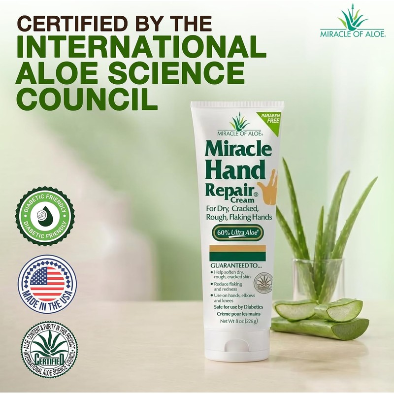 Crema reparadora de manos Miracle con 60% UltraAloe, 8 Oz