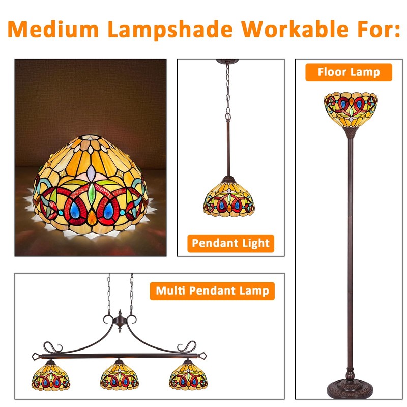 Capulina Tiffany Lamp Shade Cream Brown Stained Glass 12 Inches