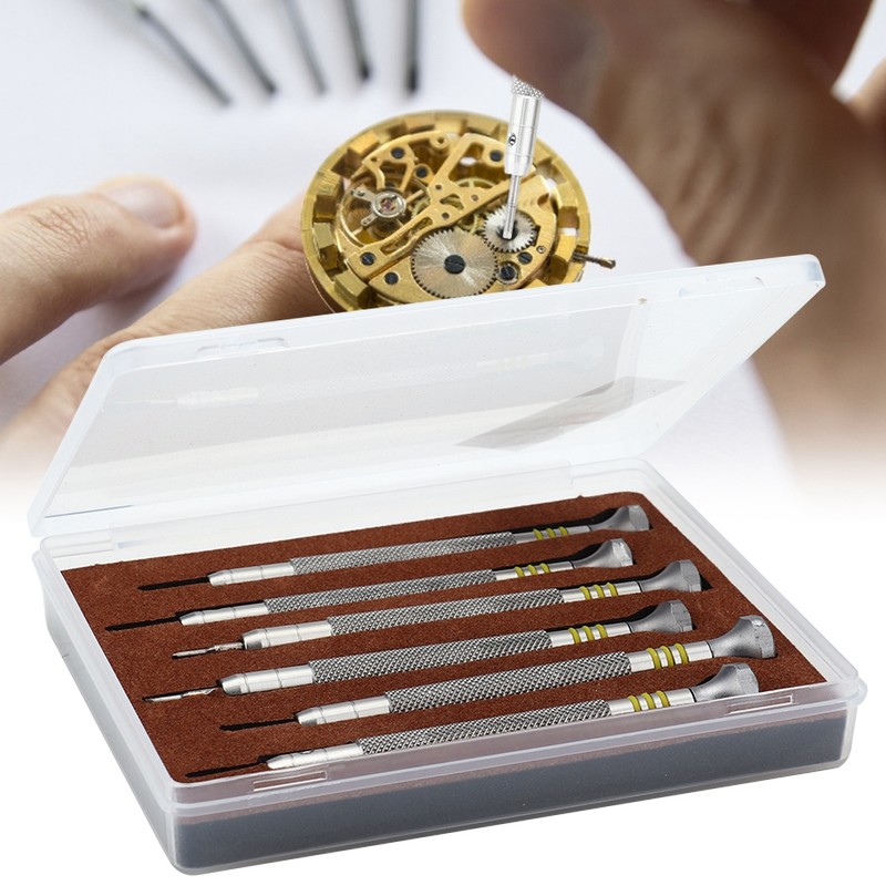 6 Pcs Watch Repairing Tool Slotted Screwdriver for Watchmaker 0.8/1.0/1.2/1.4/1.6/1.8mm