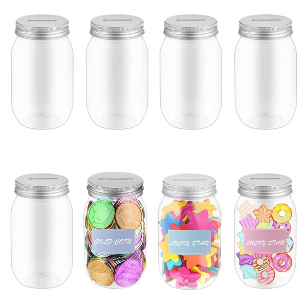 12 PCS Reward Coin Jars for Behavior Tokens, Clear Plastic
