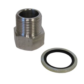 Stainless Steel Adapter, 3/4 Inch NPT Female to 3/4 Inch BSPP Male with Sealing Washer – 304 SS, Max Pressure 3700 PSI, Ideal for Air and Water Applications
