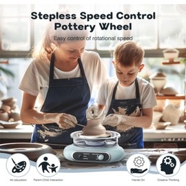 Pottery Wheel Kit, Turntable Electric Clay Wheel Adjustable Speed Ceramic Making Machine Complete Pottery Art Craft Tool Kit for Beginners Kids (Green)