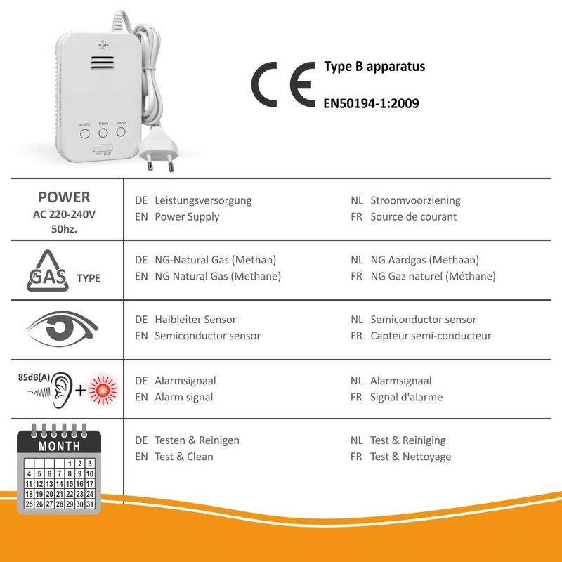 Elro FG4000P Gas Detector, White