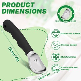 LELE LIFE Ice Cream Scoop - Heavy Duty Ice Cream Scooper with Comfortable Rubber Grip Handle for Icecream Cookie Dough, Dishwasher Safe (Black)