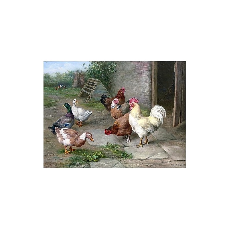 Pecking Order Farmyard Rooster Hens Ducks by Edgar Hunt Accent