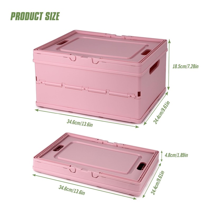 Vivikivi Collapsible Storage Crate, Foldable Plastic Basket with Lid and