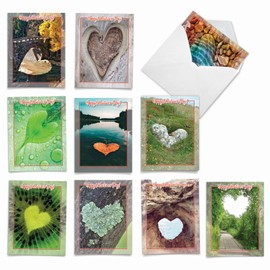 Heartscapes: 10 Assorted Blank Valentine's Day Cards Presenting The World Showing its True Love, with Envelopes. AM6838VDB-B1x10