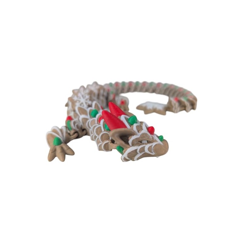 Gingerbread Articulating Dragon – Festive 3D Printed Figurine for Teens