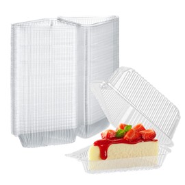 200 Pcs Transparent Cake Slice Containers Plastic Containers with Lids 5“ Clear Medium Hinged Lid Cheesecake Pie Container Disposable to Go Box Food Containers for Take Out Packaging