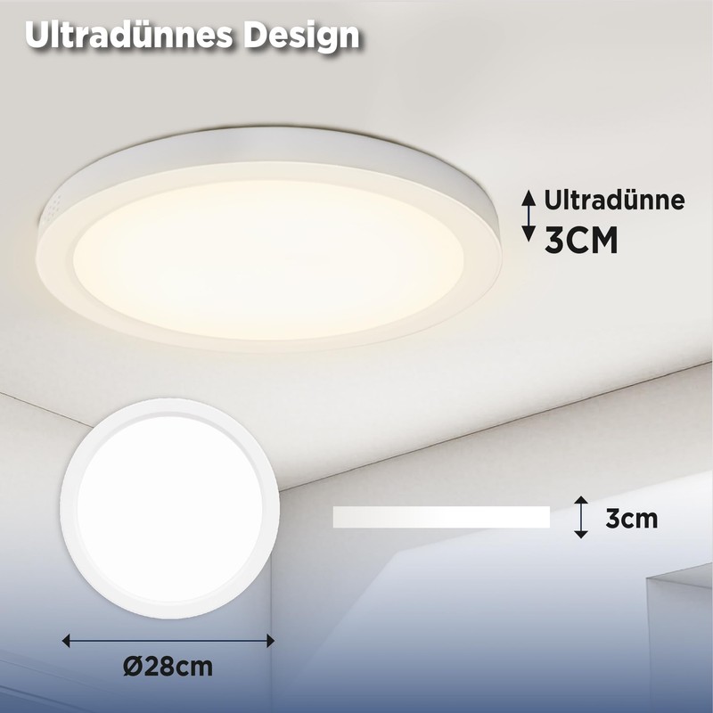 L5L3D Ceiling Light LED Ceiling Light, Diameter 28 x 3