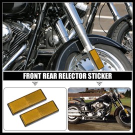 Hihaha Front Lower Fork Reflector Sticker Rear Saddlebag Reflective Cover Universal Yellow with Screw 2 Pcs Durable Material