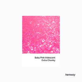 Hemway Glitter Paint Additive Crystals for Acrylic Emulsion Paint, Interior & Exterior Walls, Wood, Varnish, Matt, Gloss 100g / 3.5oz - Extra Chunky (1/24" 0.040" 1mm) - Baby Pink Iridescent