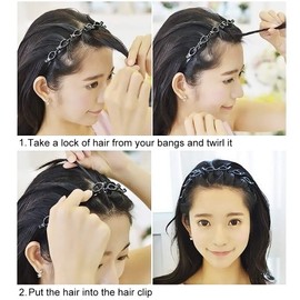 Ivyu Braided Headbands with Hair Clips for Women and Girls - Thin Plastic Headband with Double Layer Twist, Fashion Hairstyle Hairpin