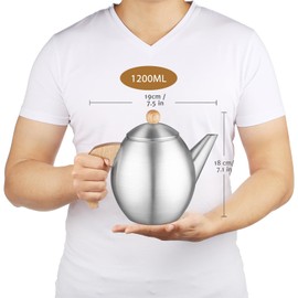 glastal Silver Stainless Steel Teapot 1500 ml with 18/8 Stainless Steel Tea Strainer Tea Maker Suitable for Tea Warmer