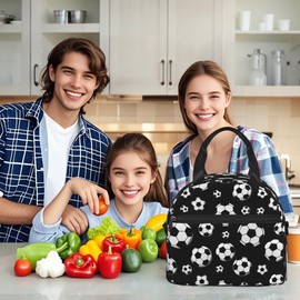 Gelasgo Football Insulated Lunch Bag, Reusable Portable Thermal Leak-Proof Waterproof Lunch Tote for Kids/Adults,Detachable Strap, Spacious Compartment for School, Office & Picnics (9x5x7.8in)