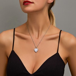 CHERUBIC Titanic Heart of the Ocean Necklace, Forever Love Heart Necklace Pendant Shining Crystal Zircon Jewelry Gifts For Women (White)