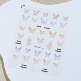 Belecome 3 Sheets 5D Embossed Butterfly Nail Sticker Decals DIY Nail Decals Self Adhesive Decoration Stickers for Women Manicure