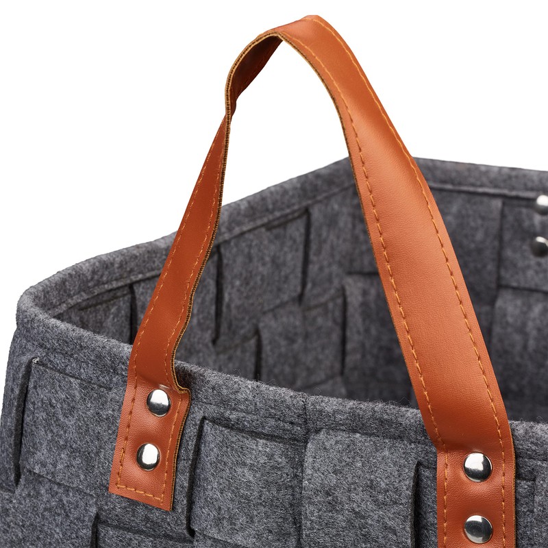 Relaxdays Woven Felt Basket, Foldable Storage Basket, Felt Shelf Basket