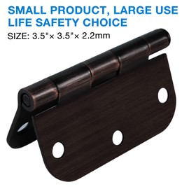 18 Pack Oil Rubbed Bronze Door Hinges - 3.5 Inch Rounded 5/8 Radius 3 1/2 Hinges for Indoor Doors