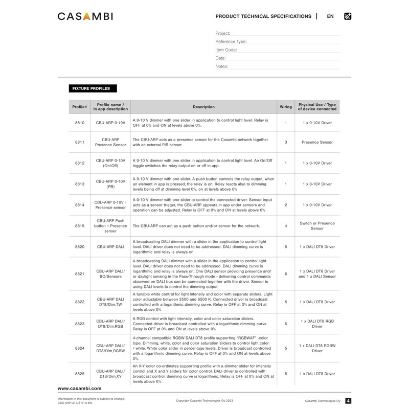 Casambi | Bluetooth-Controlled 0-10V Controller with Relay | CBU-ARP-LR