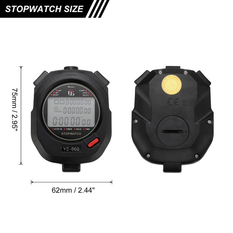 PATIKIL Sport Stopwatch Timer 60 Lap Memory, 0.01 Second Timing
