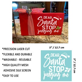 Silk Screen Stencil – DIY Adhesive Stencils Reusable - Merry Christmas Stencil - Mesh Transfers Stencils for Crafts, Wood Signs & More (Fun Christmas Stencils)
