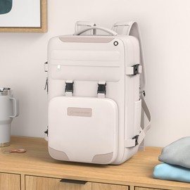 Maelstrom Travel Backpack for Women Men,35L Laptop Backpack Fits 17-Inch Laptop,Carry On Backpack for Airplanes with Crossbody Bag&Shoe Compartment&Toiletry Bag (Beige, Large)