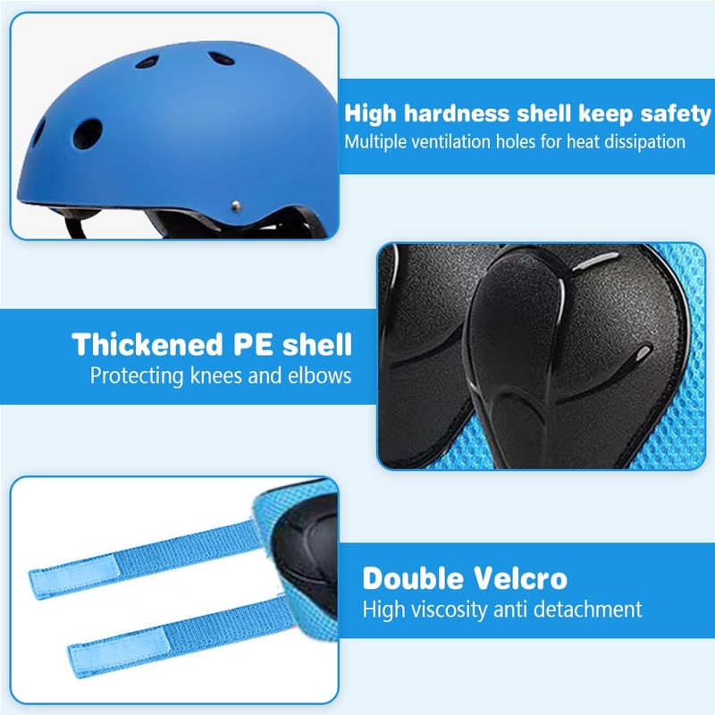Udbrud Children's Protective Gear Set, Knee Pads 7-in-1 Set, Shockproof