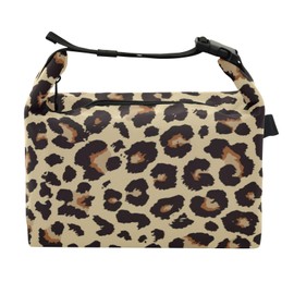 XUWU Leopard Print Insulated Lunch Bag for Kids Adults Reusable Lightweight Lunch Box Tote with Detachable Strap, Leakproof Compact for School Office Picnic