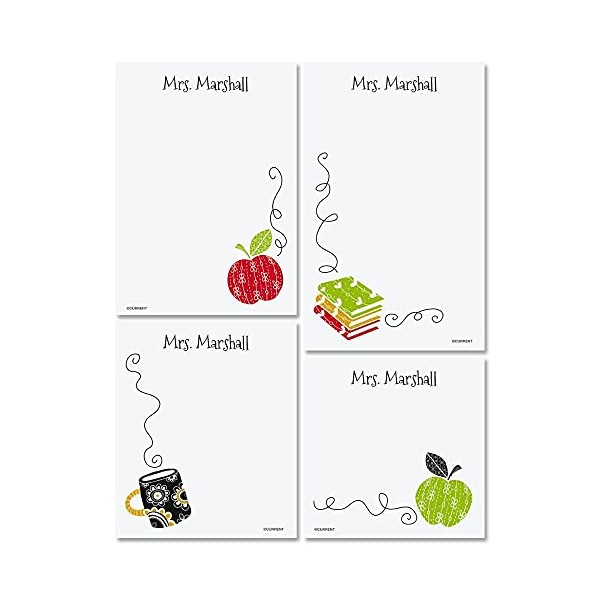 Teacher Personalized Notepad Set â Set of 4 100-Sheet Pads,