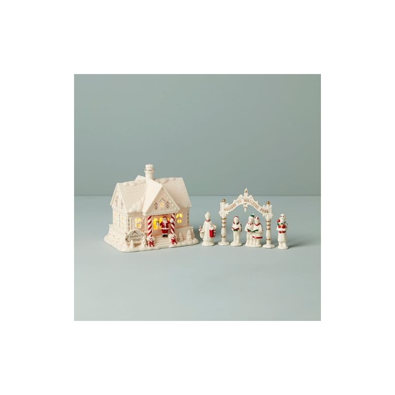 Mistletoe Park Light-Up Cottage & Carolers Figurine Set