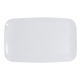 EcoQuality 18 x 11 inch Disposable Rectangular White Plastic Serving Tray, China Like Party Trays, Heavy Duty Dinner Serving Plate, Platter, Weddings, Baby Showers, Catering, Non-Toxic, BPA Free (6)
