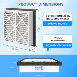 20x20x3 MERV 13 Pleated Air Filter Replacement for Zephyr VGF Series 20x20x3 Whole Home Return Air Grille Filter, MERV 13 Air Filtration System, 2 Pack