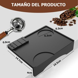 Esterilla para Manipular Café, Multi-función Espesar Antideslizante Resistencia del Café Tamper Holder Estera del Cojín, Almohadilla Resistente al Desgaste de Prensador de Café de Silicona, Negro