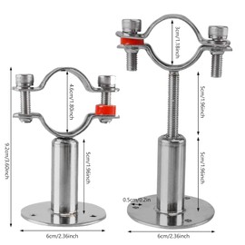 Stainless Steel Wall Bracket, Ceiling Bracket, Pipe Supports, 2 Pieces, Adjustable Pipe Bracket, Clamp, Pipe Strap with Screws for 32mm Diameter